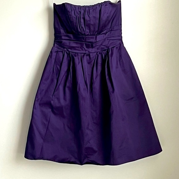 David’s Bridal Plum Lapis Purple Strapless‎ Mini Dress with Attachable Straps - Picture 1 of 10
